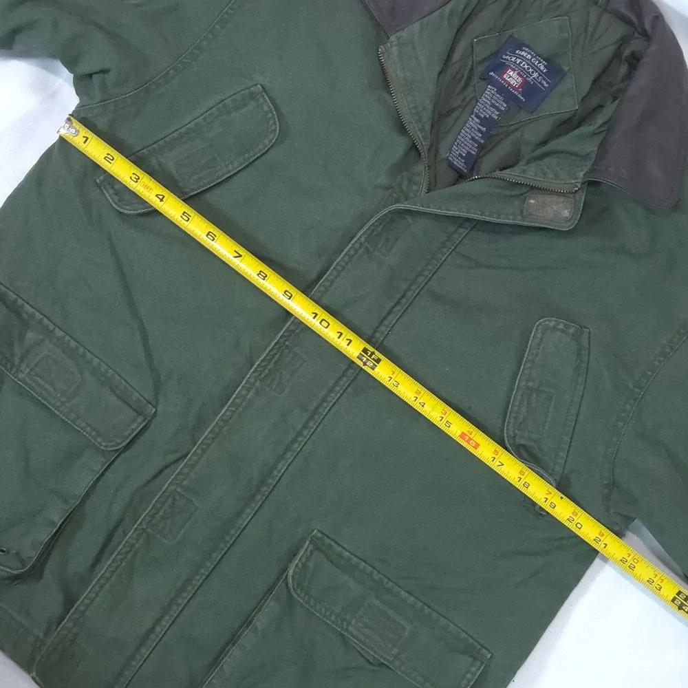 Faded Glory Canvas Quilted Field Jacket Boys 14/16 Olive Faux Leather Collar Y2K